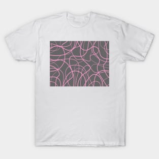 Line Art: Pink on Gray T-Shirt